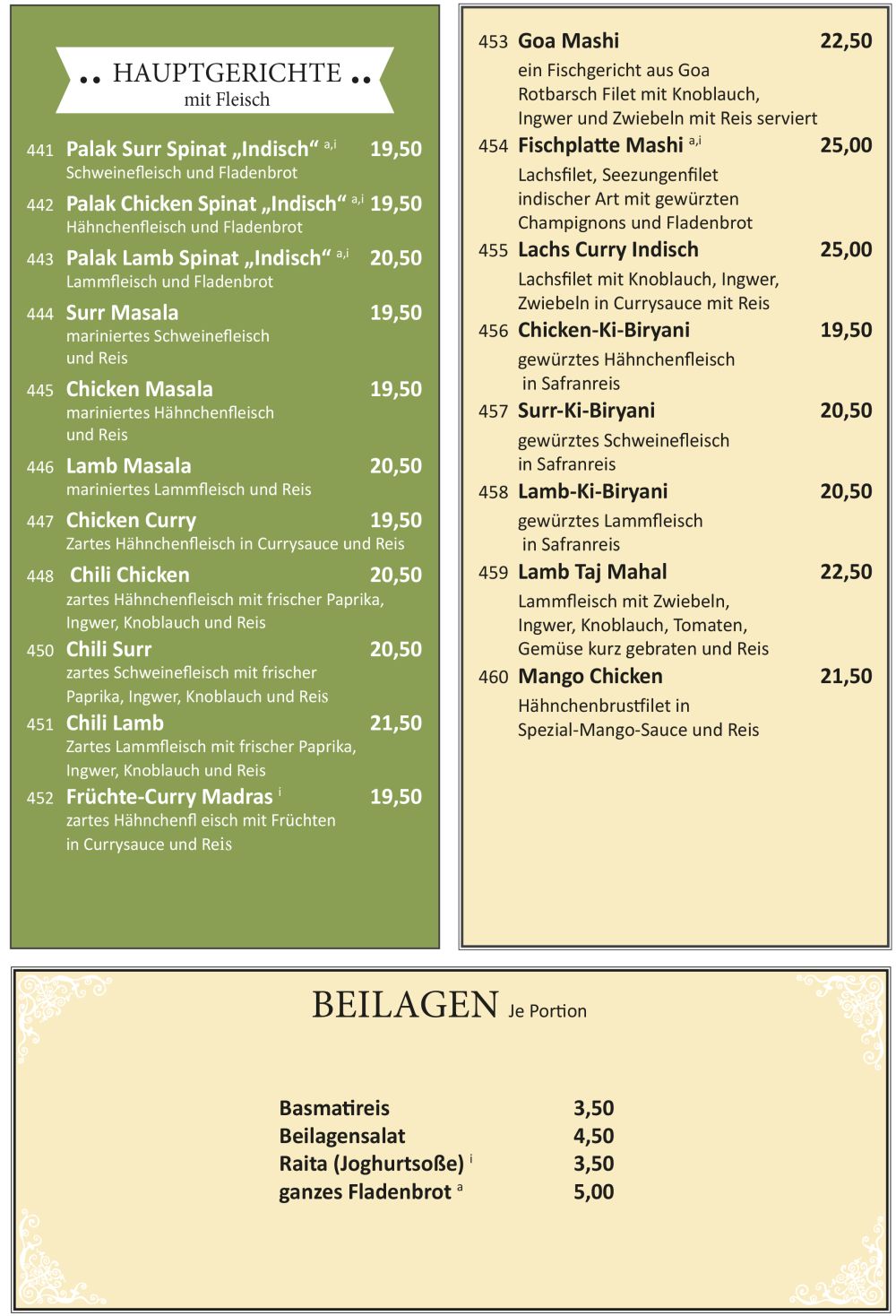 Speisekarte Seite 2